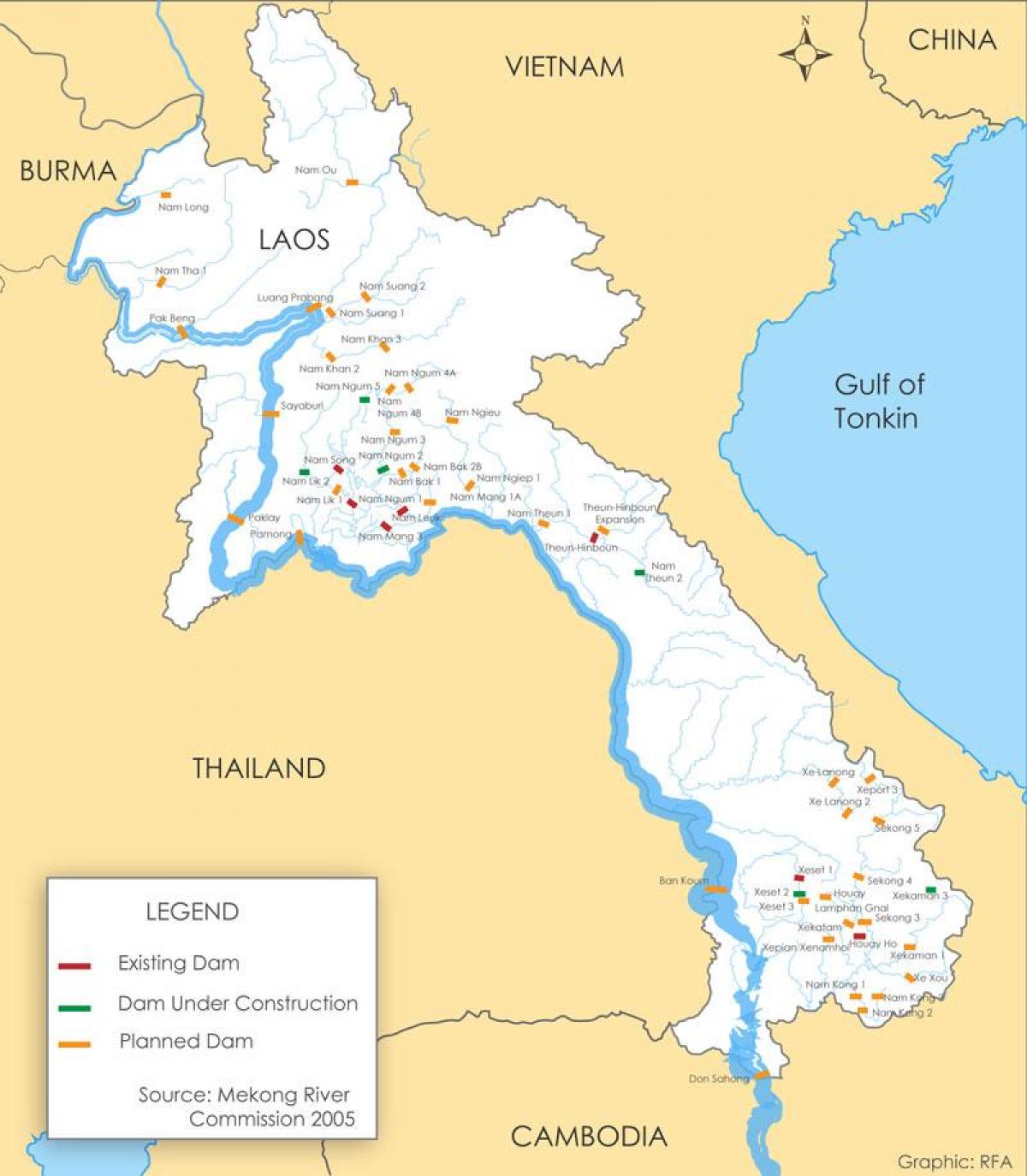 Mapa laos rieka