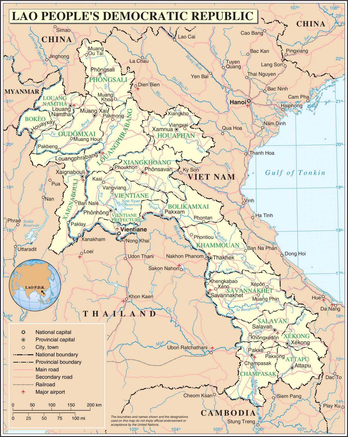 Mapa laos cesty
