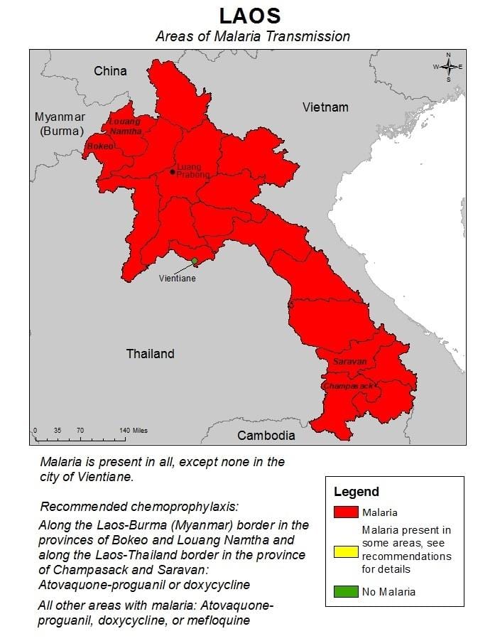 Mapa laos malária
