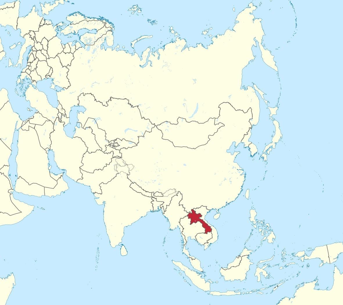 Mapa ázia laos