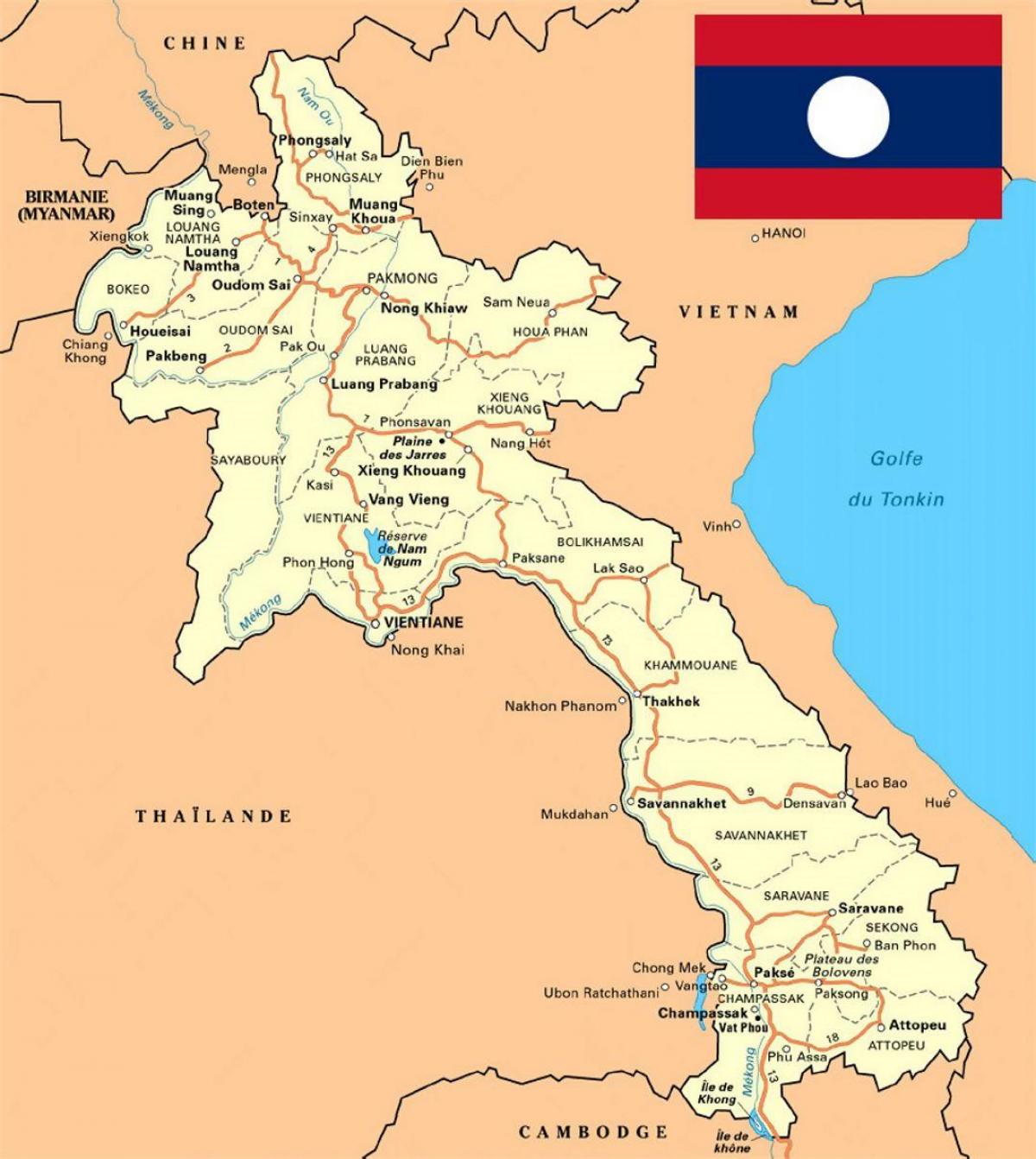 podrobná mapa laos