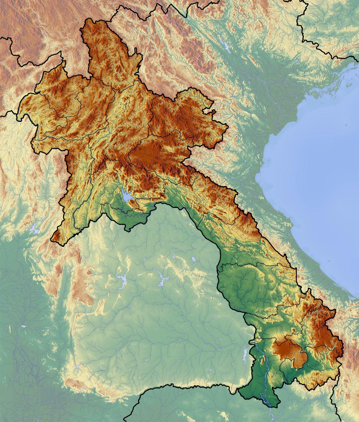 Mapa laos topografické
