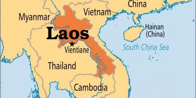 Laos krajiny, v mape sveta